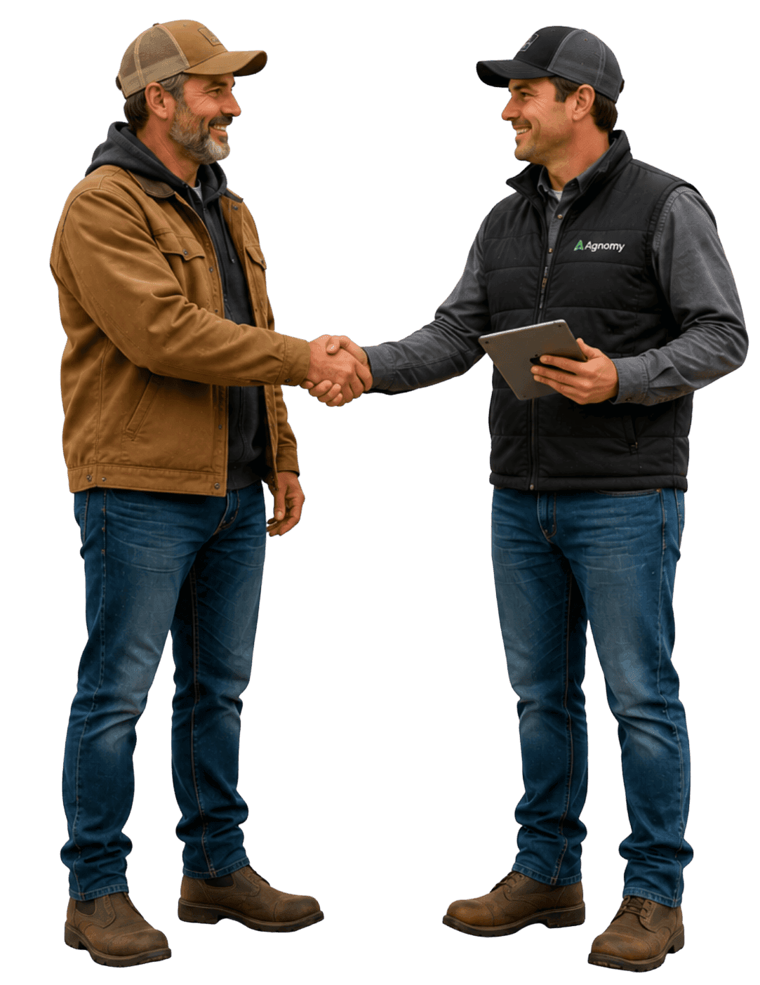 Grower and Agnomy team member shaking hands